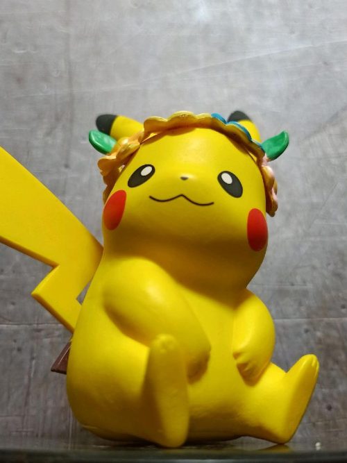 Pokemon Character Pikachu Sit Wearing Flower Head Band